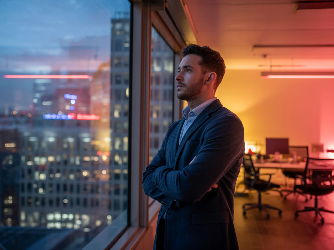 CEO thinking at his office